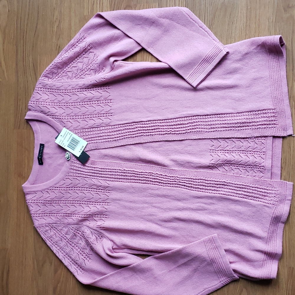 Nappa Valley 2 in One Long Sleeve Sweater Pink Blossom Petite Medium NWT - Picture 7 of 16